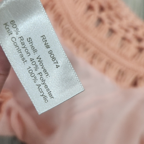 Boston Proper Coral Crochet Accent Tunic Size Xlarge - Picture 7 of 8